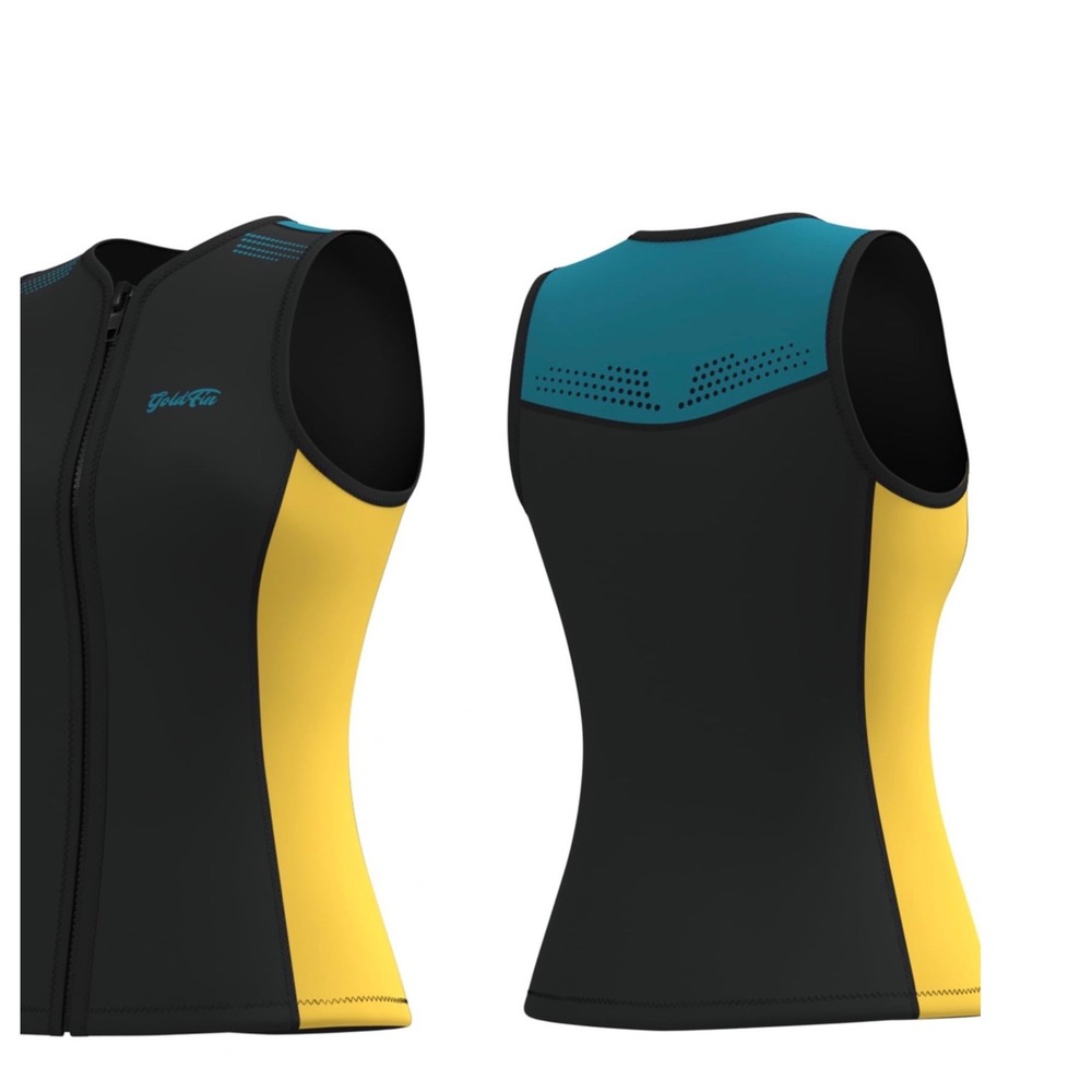GoldFin Wetsuit Top Womens Small 2mm Neoprene Sleeveless Front Zip Vest